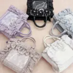Lavender and White Ruffled Lace Ita Bags Lavender and White Ruffled Lace Ita Bags