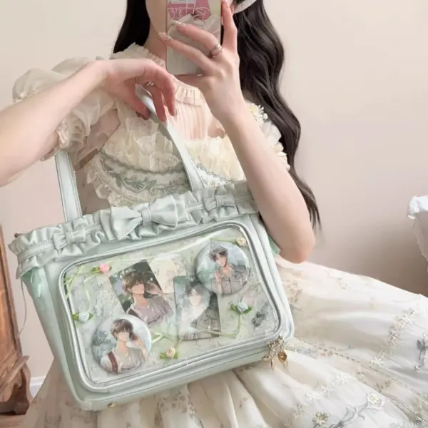 ruffled ita bag mint green closeup