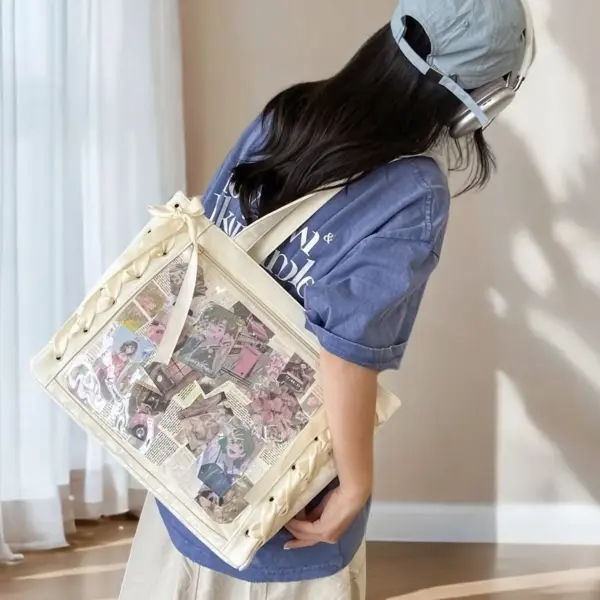 Person Wearing White Ita Bag Side Profile Person Wearing White Ita Bag Side Profile
