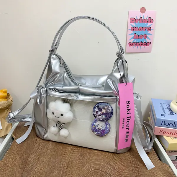 Silver Ita Bag Clear Window Display Silver Ita Bag Clear Window Display
