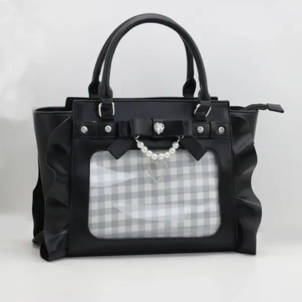 Side view of structured ita bag showing sturdy shape