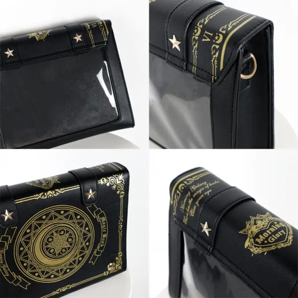 Gold magic circle ita bag front view with clear window