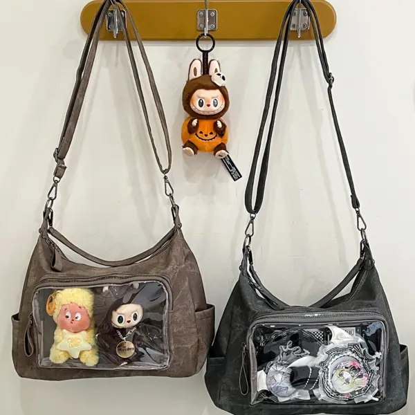 Brown and Dark Gray Ita Bags Hanging Brown and Dark Gray Ita Bags Hanging