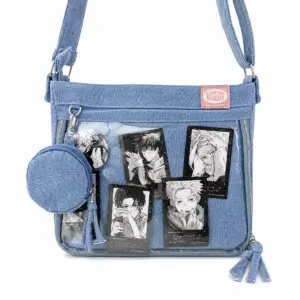 Light Blue Denim Shoulder Ita Bag – Main View Light Blue Denim Shoulder Ita Bag – Main View