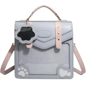 Light Blue Structured Ita Bag with Clear Window Light Blue Structured Ita Bag with Clear Window