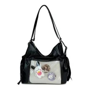 Metallic Black Clear Window Ita Bag Metallic Black Clear Window Ita Bag