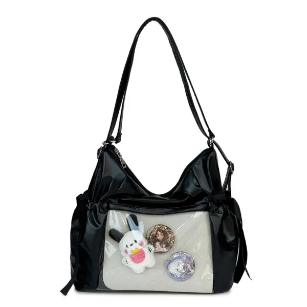 Metallic Black Clear Window Ita Bag Metallic Black Clear Window Ita Bag