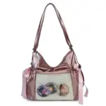 Metallic Pink Clear Window Ita Bag