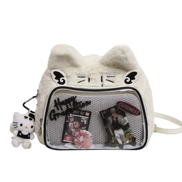 Plush Cat Ear Ita Bag — White Plush Cat Ear Ita Bag — White