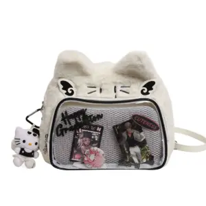 Plush Cat Ear Ita Bag — White Plush Cat Ear Ita Bag — White