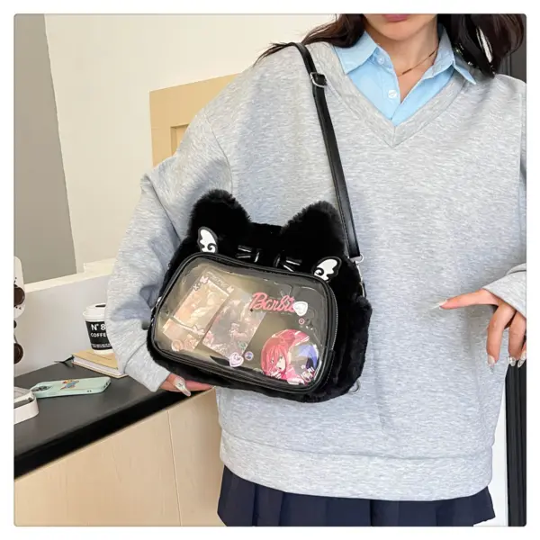 Plush ita bag worn as crossbody