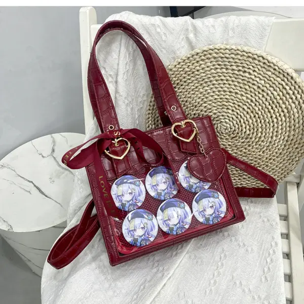 Dark Red Crocodile Ita Bag with Ribbon