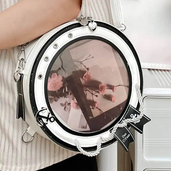 Round ita bag backpack in white with forest themed insert