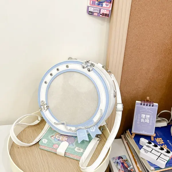 White Round Ita Bag Backpack Worn