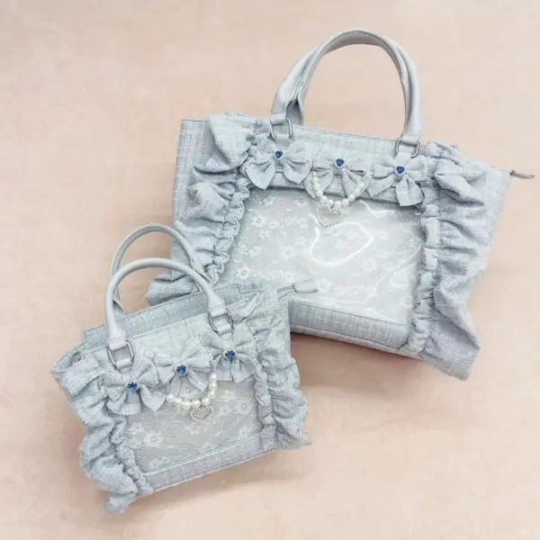 Ruffled Lace Ita Bag - Light Blue Ruffled Lace Ita Bag Light Blue