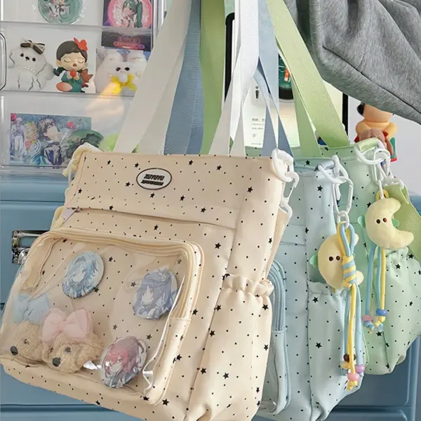 Cream and Light Blue Ita Bags Side by Side