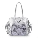 Silver Metallic Ita Bag – Glossy Star Details Silver Metallic Ita Bag – Glossy Star Details