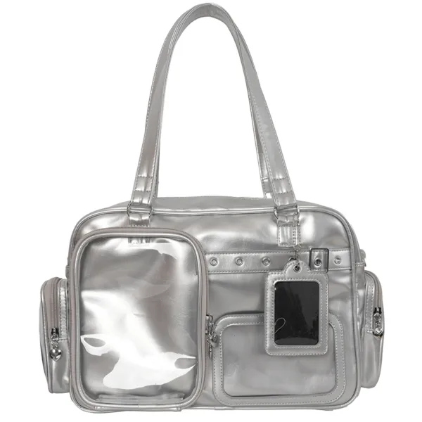 Silver Rectangular Ita Bag with Clear Display Window Silver Rectangular Ita Bag with Clear Display Window