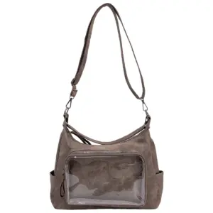Slouchy Crossbody Ita Bag with Clear Window