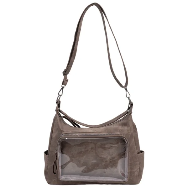 Slouchy Crossbody Ita Bag with Clear Window