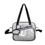 Black Square Ita Bag with Clear Front Window