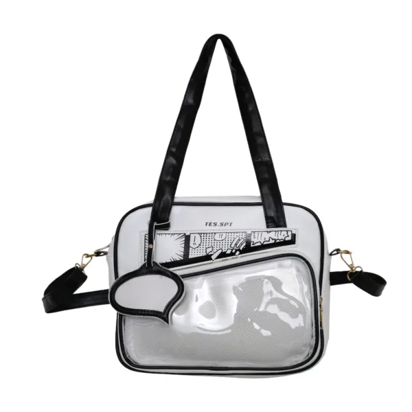 Black Square Ita Bag with Clear Front Window