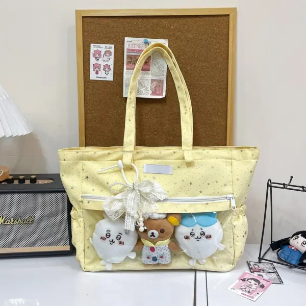 Yellow Star Ita Bag with White Bowknot Charm