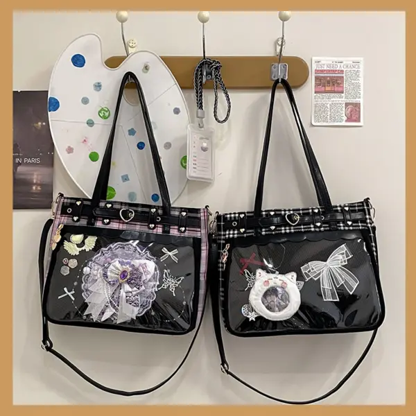 Two ita bags side by side showing different decorations