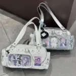 Two White Ita Bags on Grey Tiled Floor