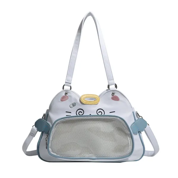 White Cat Head Ita Bag with Clear Window White Cat Head Ita Bag with Clear Window