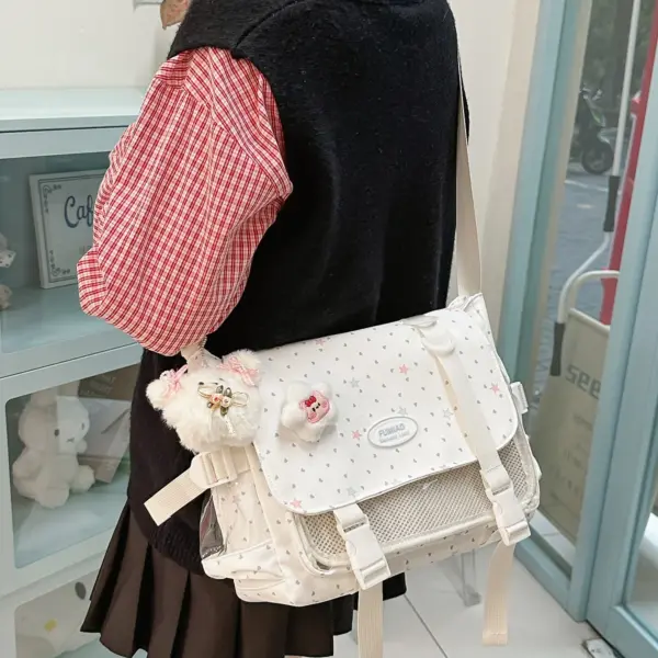 White Ita Bag with Checkered Shirt Outfit