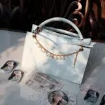Pearl Chain Detail on White Ita Bag Pearl Chain Detail on White Ita Bag