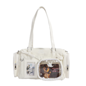White Nylon Ita Bag with Clear PVC Window