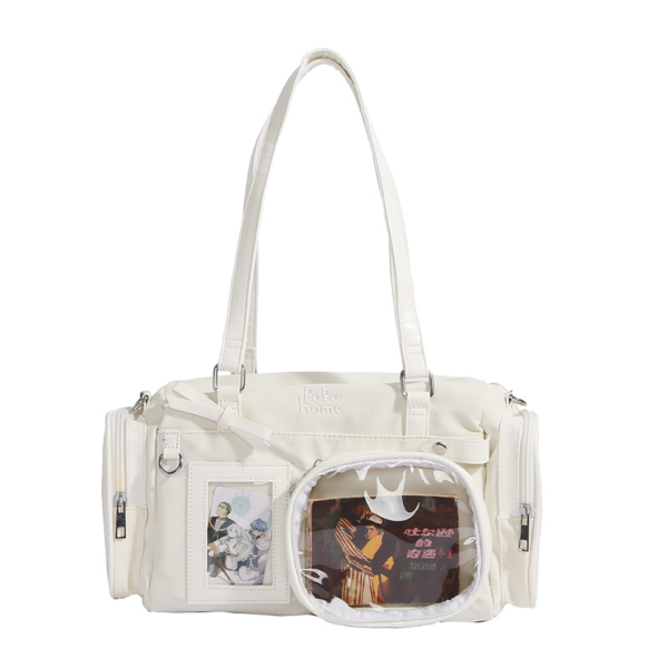 White Nylon Ita Bag with Clear PVC Window
