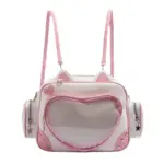 White and Pink Heart Shaped Ita Bag with Mesh Window
