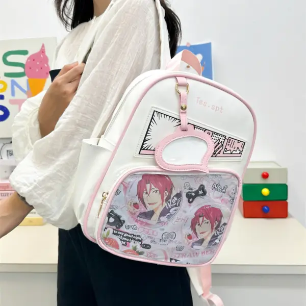 White Ita Bag with Pink Piping