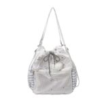 White Polka Dot Ita Bag on White Background
