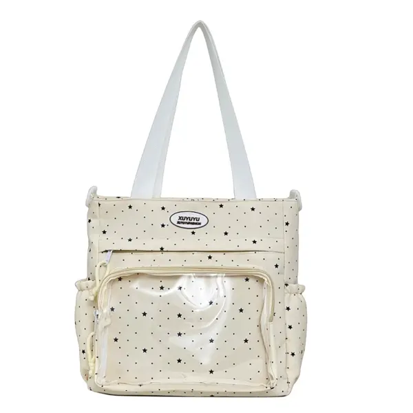 White Star Print Crossbody Ita Bag – Clear PVC Window