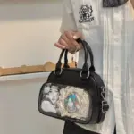 Black Ita Bag with Floral Decoration