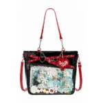 Black and Red Tote Ita Bag with Clear Window