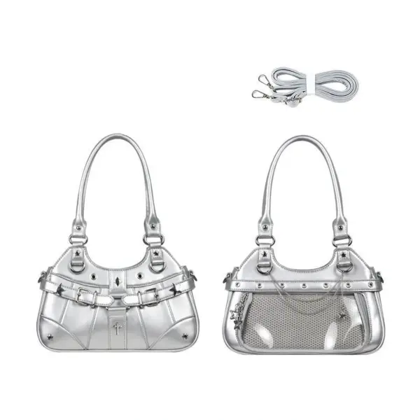 Silver Clear Window Crossbody Ita Bag