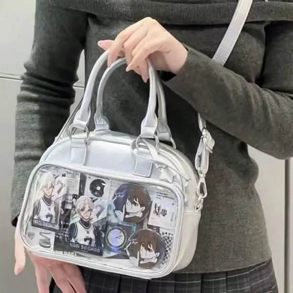 Silver Ita Bag with Anime Pin Display