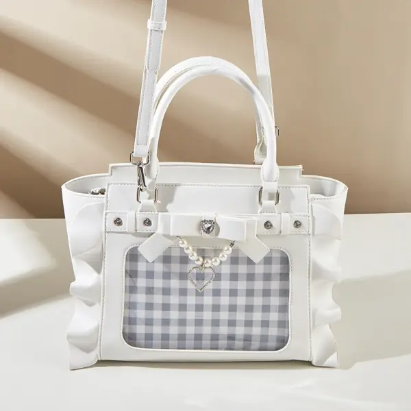 White Ita Bag with Detachable Shoulder Strap