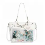 White Tote Ita Bag with Clear Window