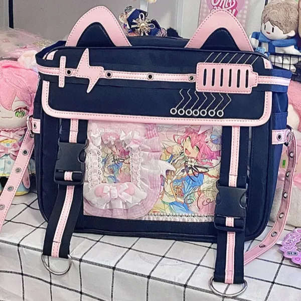 Blue and Pink Cat Ear Ita Bag