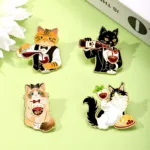 Cat Enamel Pins on Book