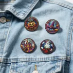 Enamel Pins Worn on Denim Jacket