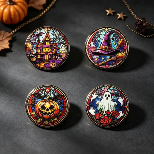 Halloween Enamel Pins with Props