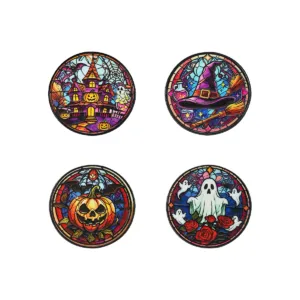 Halloween Stained Glass Enamel Pin Set - 4 Designs Halloween Stained Glass Enamel Pin Set 4 Designs