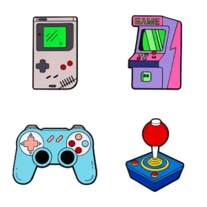 Retro Gaming Enamel Pin Set - Four Console Designs Retro Gaming Enamel Pin Set Four Console Designs